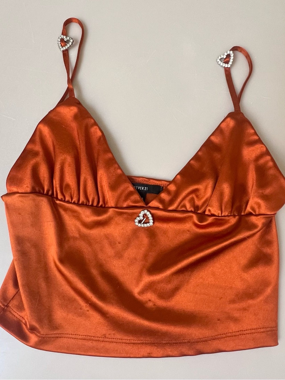 Forever 21 Rust Orange Satin Heart-Accent Cami